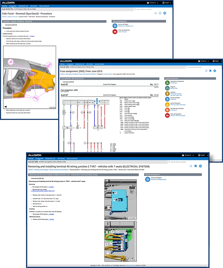 alldata components screens